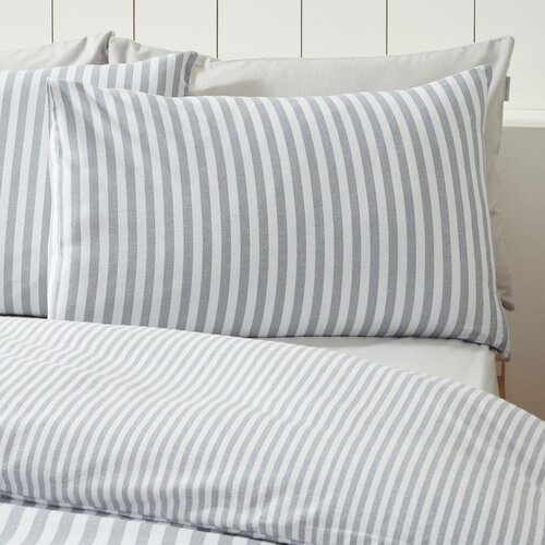 Catherine Lansfield Siva enojna flanelna posteljnina 135x200 cm Stripe &amp;ndash; Slike