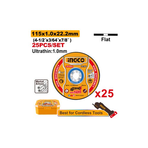 Ingco rezna ploča 115x1 metal/inox 25/1 MCD1025115 Slike