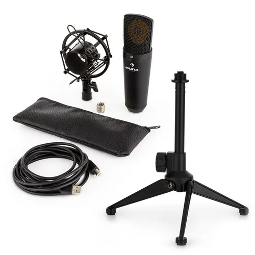 Auna MIC-920B USB, mikrofon set V1 – crni mikrofon velike membrane i stolni stalak