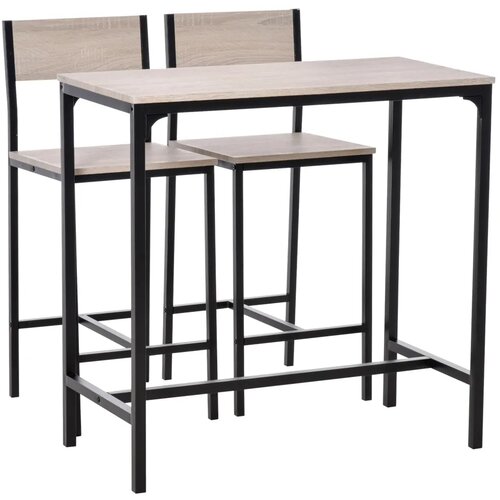  Set barskog stola i 2 barske stolice s naslonom  prirodna+crna Cijene