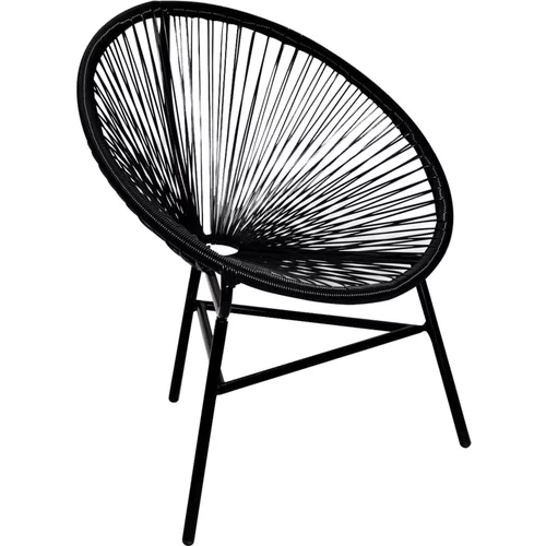 vidaXL Vrtni stol ovalne oblike poli ratan črne barve, (20661483)