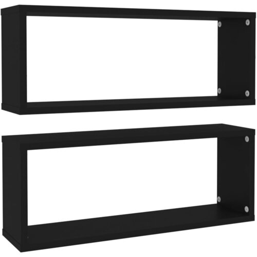 Maison Chic Stenske Police - Viseča polica kockaste 2 kosa črne 60x15x23 cm, (21758629) Slike