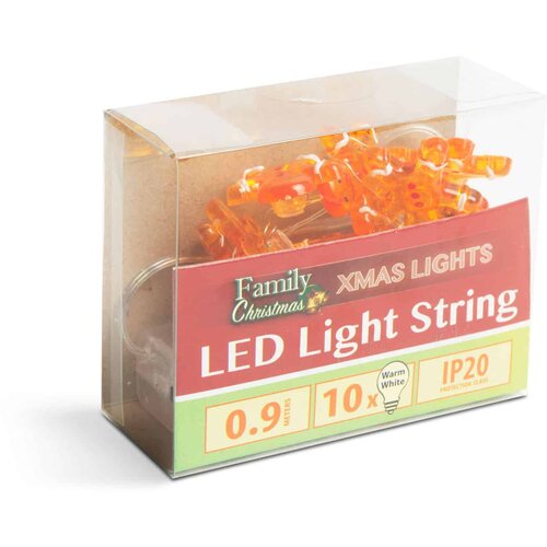 Family Christmas LED svetlobni niz na baterije medenjaki 10 LED diod 1,2 metra toplo bela 2 x AA Slike