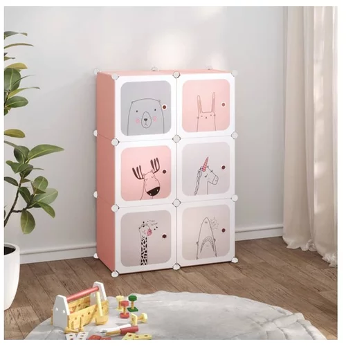  Kockasta omarica za otroke s 6 kockami roza PP