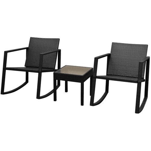  3-Dijelni bistro set od poliratana crni Cene