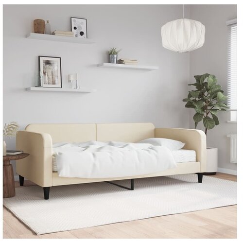 VidaXL Dnevni krevet s madracem krem 80 x 200 cm od tkanine Slike