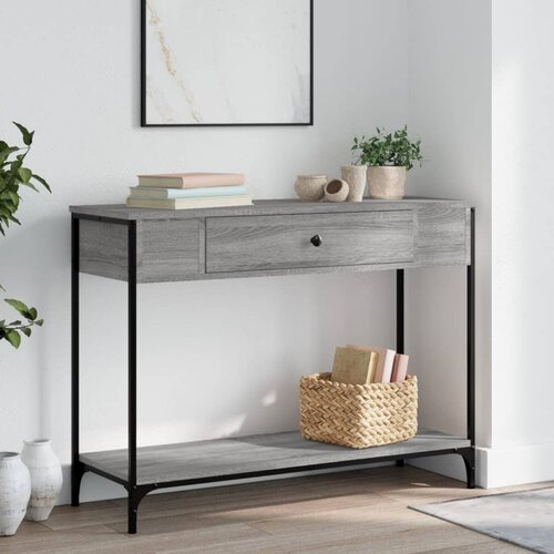 VidaXL Konzolna mizica siva sonoma 100x34,5x75 cm inženirski les Slike