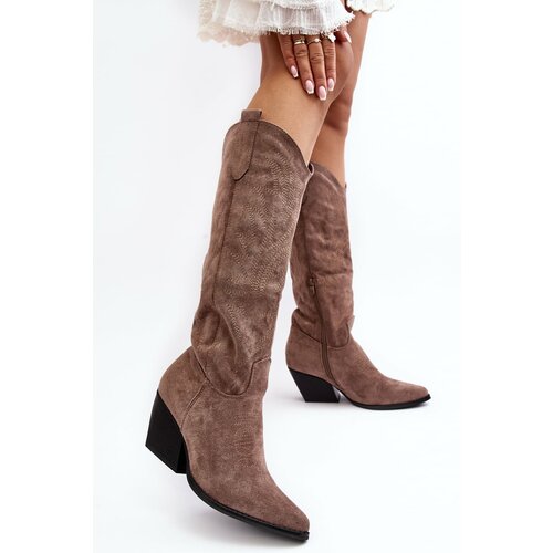 Kesi Women's high-heeled cowboy boots, dark beige Sloana Slike