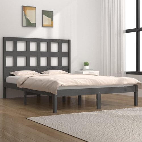 Furnova Posteljni okvir siv iz trdne borovine 200x200 cm, (21935923) Slike