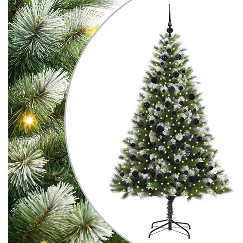  Umjetna jelka s pantenom i pahuljicama Zelena i bijela 210 cm Slike