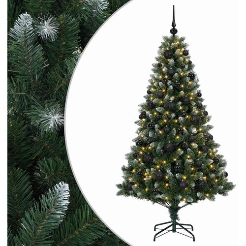  Umjetno božićno drvce s kuglicama 210 cm 300 LED lampica - 210 cm s LED-ima i crnim lopticama Slike