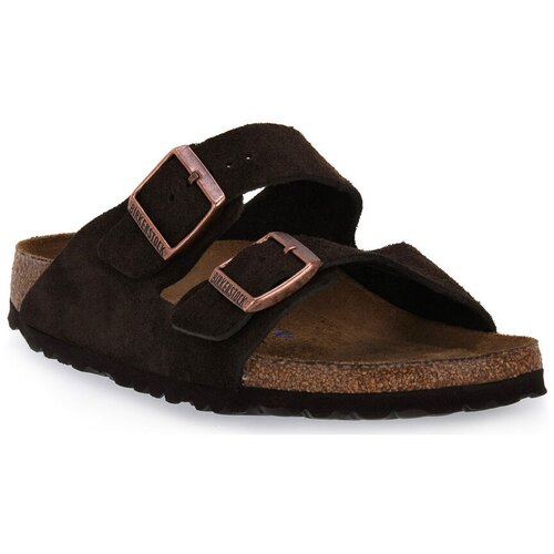 Birkenstock Natikači ARIZONA SFB MOCCA LEA CALZ S Kostanjeva Slike