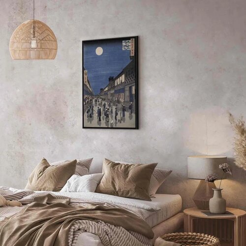  Slika - Utagawa Hiroshige &amp;ndash; Night time view of Saruwaka Street 80x120 U crnom drvenom okviru Slike