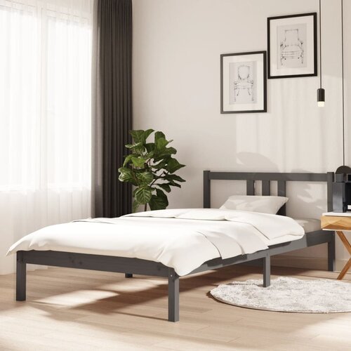  Okvir za krevet od masivnog drva sivi 100 x 200 cm Cijene