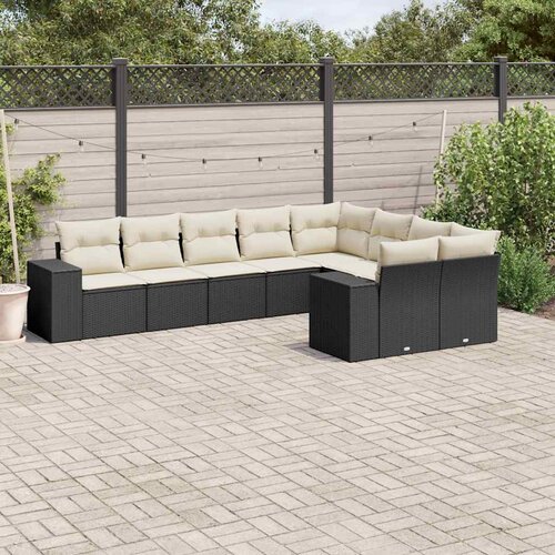  9-dijelni set vrtnih sofa s jastucima crni od poliratana Crna Cene