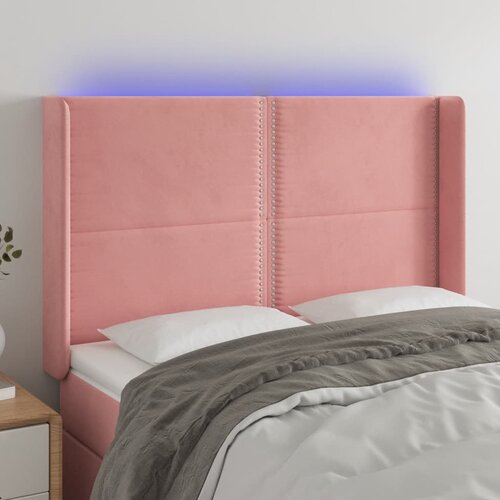  The Living Store LED posteljno vzglavje roza 147x16x118/128 cm žamet - LED Vzglavje, (21448505) Slike