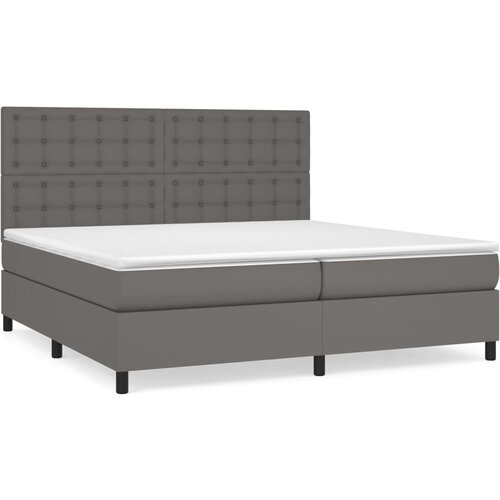 VidaXL Box spring postelja z vzmetnico siva 200x200 cm umetno usnje, (20761105) Slike