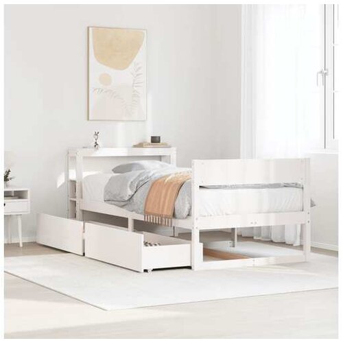 vidaXL Posteljni okvir brez vzmetnice bel 75x190 cm trdna borovina Cene