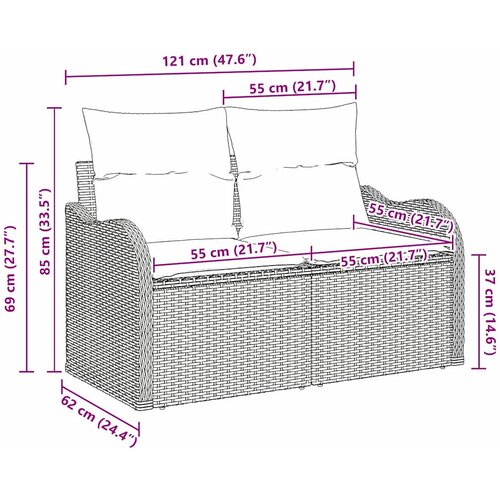  Vrtni kauč s jastukom s pohranom Bež 121 x 62 x 69cm poliratan Slike