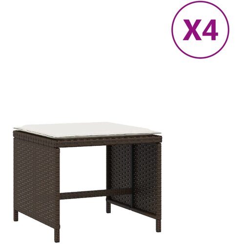 Maison Chic Vrtni stolčki - Vrtni stoli z blazinami 4 kosi rjavi 40x40x35 cm poli ratan JS1127, (21878304) Slike