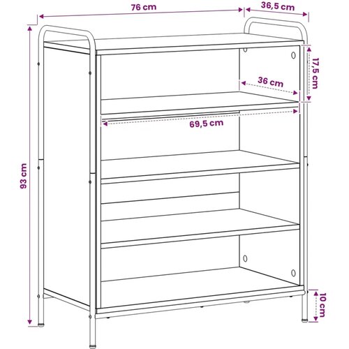  Ormar za cipele 76 x 36 5 x 93 cm Konstruirano drvo Staro drvo - Staro drvo 76 x 36 5 x 93 cm 4 police bez vrata Slike
