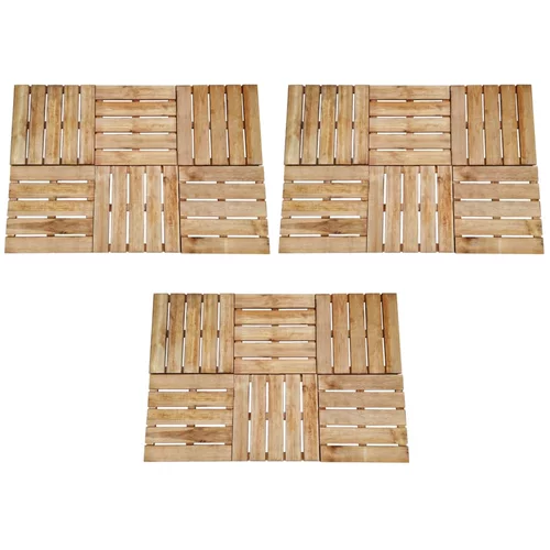vidaXL Talne plošče 18 kosov 50x50 cm lesene rjave