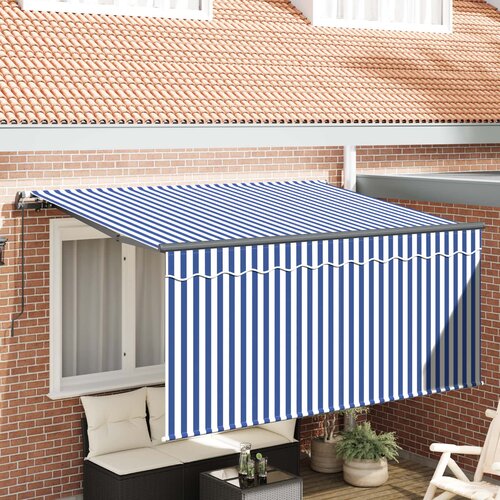  Skrovita tenda Plava i bijela 300 x 200 cm Poliester i aluminij Cijene
