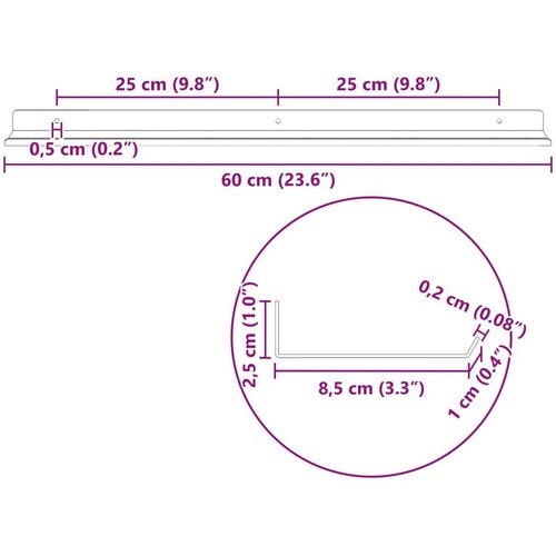  Polica na zidu s policom Zidne 2 pcs Bijelo 60 x 9 x 2 5 cm - Bijelo 60 x 9 cm 2 Slike