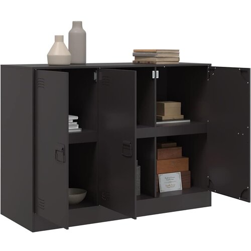  Komoda crna 99 x 39 x 73 cm čelična Slike