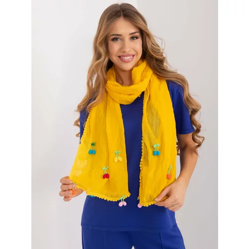 Fashion Hunters Yellow long women's scarf with appliqués