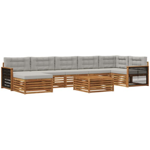  Set vanjskih sofa 8 kom. Prirodna i svjetlosiva Slike