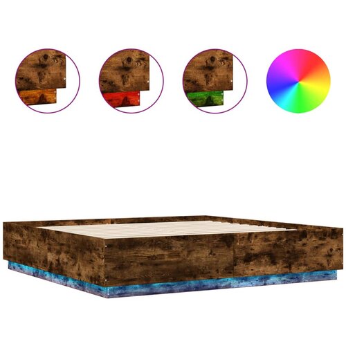 VidaXL Posteljni okvir z LED lučkami dim. hrast 180x200 cm inž. les, (21094863) Slike