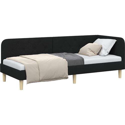  Kutni okvir kreveta s uzglavljem Crna 80 x 200 cm tkanina Slike