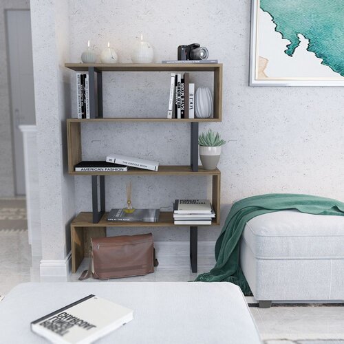 Hanah home Polica 91,5x124,5x29,5cm Hrast-Crna Cene