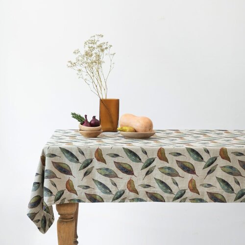 Linen Tales Lanen namizni prt 350x350 cm Golden Fall – Cene