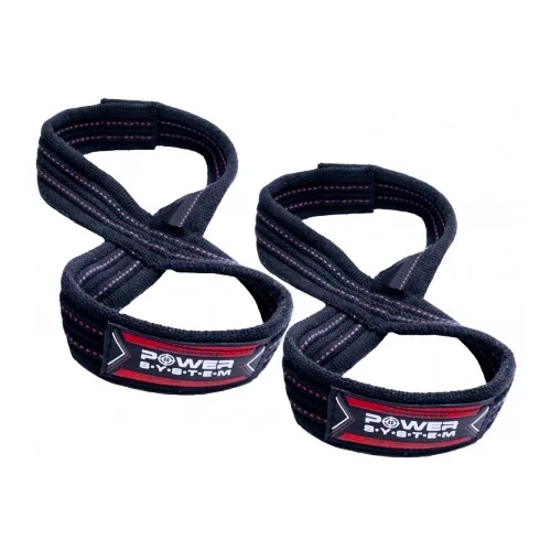 Power System Lifting Straps Figure 8 Silové Popruhy Trhačky Červené S/M