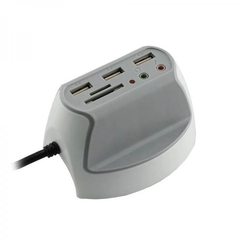 S Box DH-1 USB Hub sa čitačem kartica i audio priključcima, 3 portni 2.0, Sivi Cene