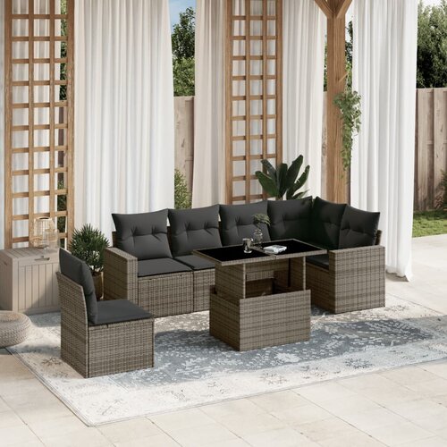 VidaXL 7-dijelni set vrtnih sofa sivi od poliratana Slike