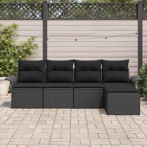  Sjedeća garnitura za vrt 5 kom. Crna poliratan 251 x 117 x 69 cm Slike