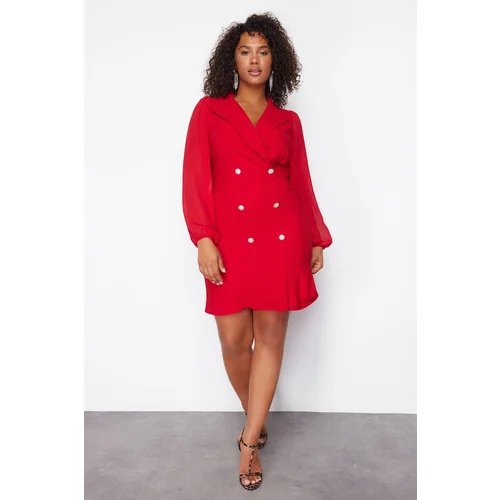 Trendyol Curve Red Woven Jacket Dress