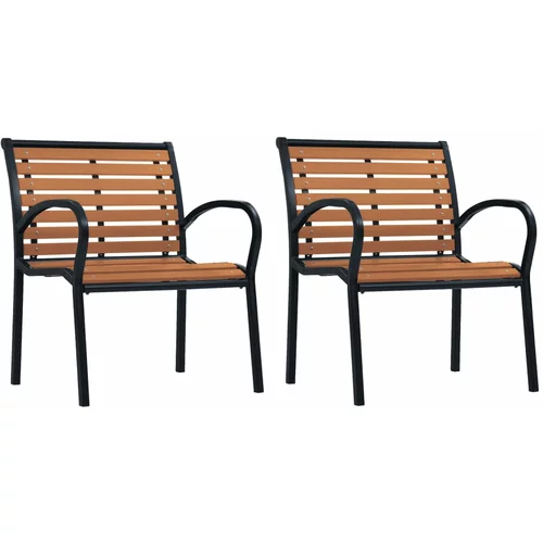  Vrtne stolice 2 kom od čelika i WPC-a crno-smeđe