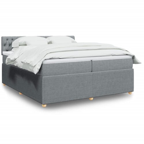 vidaXL Box spring postelja z vzmetnico svetlo siva 200x200 cm blago Cene