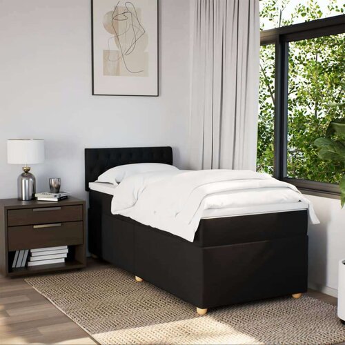 VidaXL Krevet s oprugama i madracem crni 100 x 200 cm od tkanine Slike