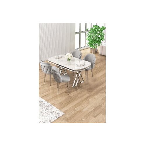 Hanah home trpezarijski set, 5 dijelova, siva Cene