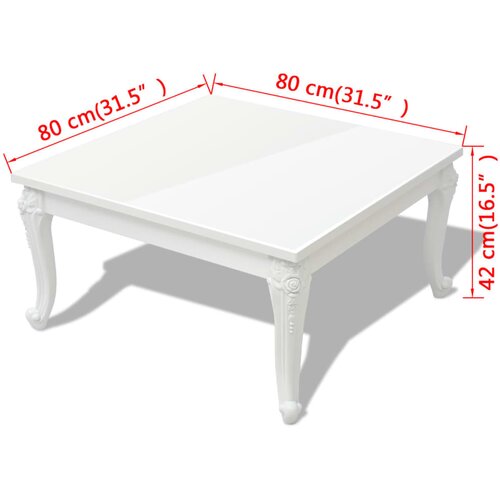  Klupski Stolić 80x80x42 cm Visoki Sjaj Bijeli Slike