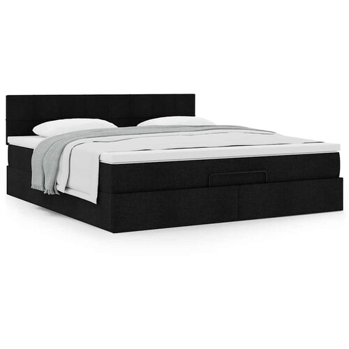 vidaXL Otomanski krevet s madracem crni 160x200cm od tkanine Cijene