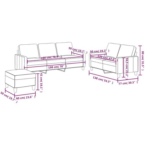 VidaXL 3-dijelni set sofa s jastucima boja cappuccina od umjetne kože Slike