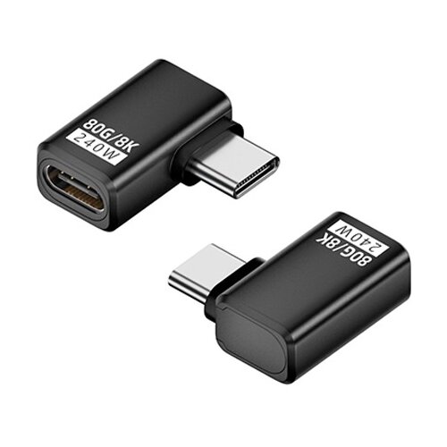 INF 240W 80Gbps USB-C ženski na USB-C moški adapter s stranskim upogibom - 2 kosa Black, (5000291439) Cene