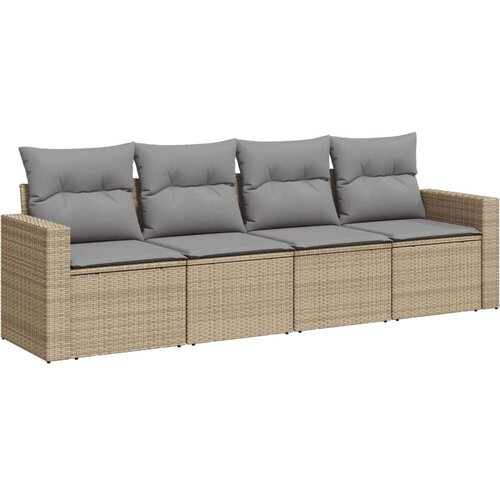 VidaXL 4-dijelni set vrtnih sofa s jastucima bež od poliratana Slike