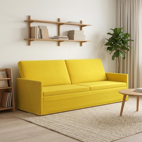 SOFA za 3 osobe Žuta 220 x 81 x 82 cm Baršun Cene
